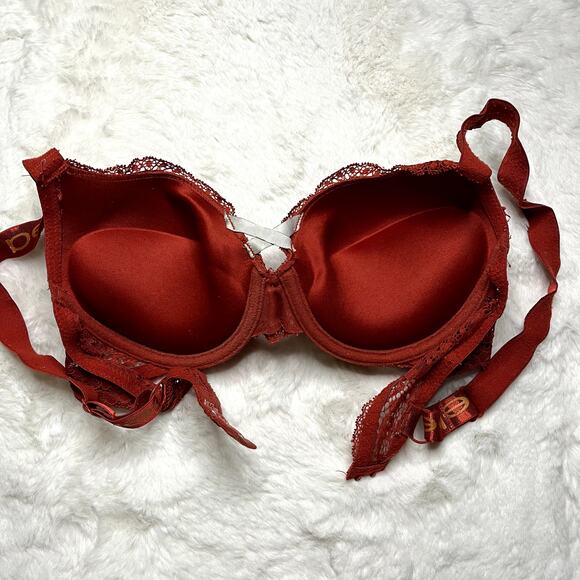 Bebe Red Lace Cheetah Print Push Up Bra - Picture 4 of 4